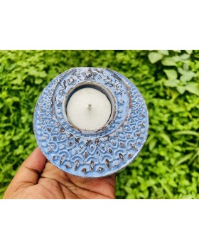 Wooden Block Stamp's Shimmering Moon Hand-Carved Blocks Tea-Light Holders, Hand Engraved Art, Tealight Stand for Home